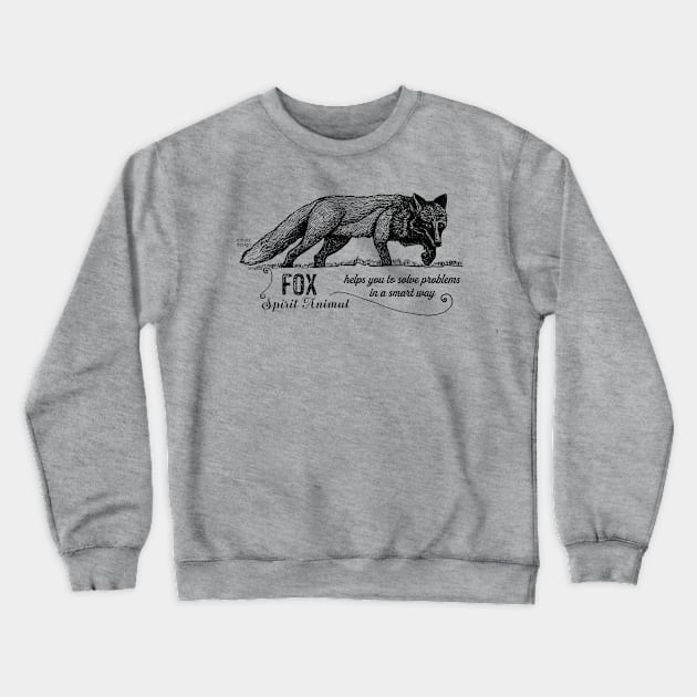 Spirit animal - fox - black Crewneck Sweatshirt by mnutz